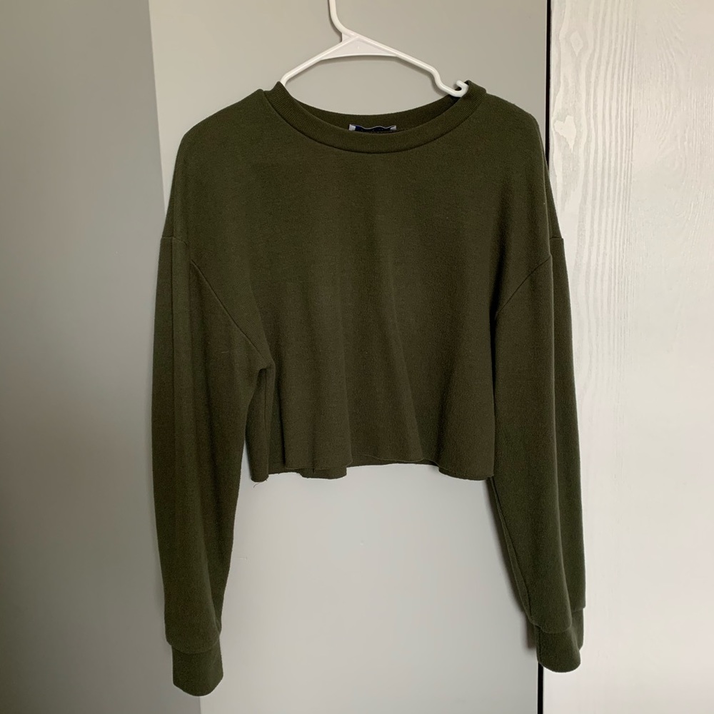 Zara Olive Green Cropped Sweater